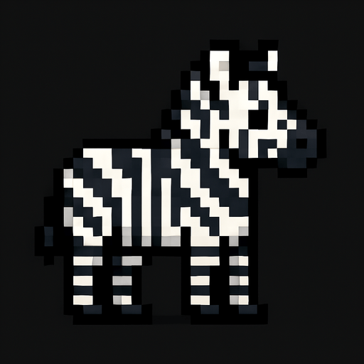 Zebra pixel.
In-Game asset.  2d.  High contrast.  No shadows