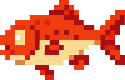 8 bit fish.
In-Game asset.  2d.  High contrast.  No shadows