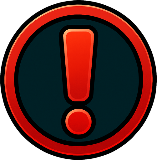 Red exclamation mark with a gradient and a stroke.
In-Game asset.  2d.  High contrast.  No shadows