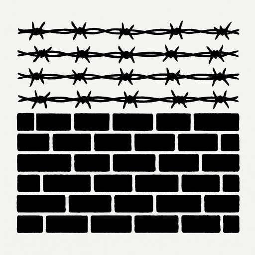 barbed wire wall.
In-Game asset.  2d.  High contrast.  No shadows
