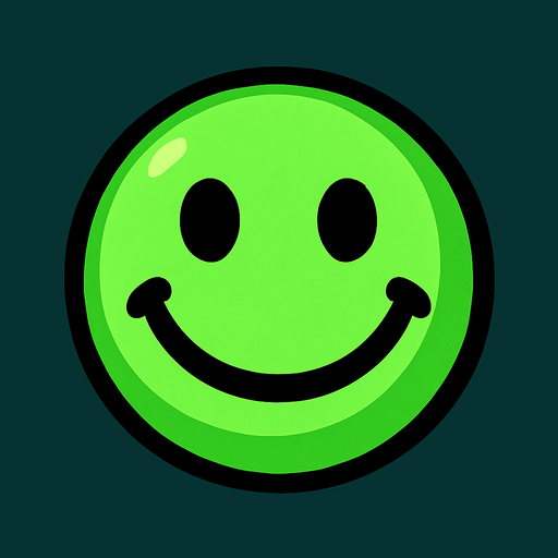 Green smiley ball.
In-Game asset.  2d.  High contrast.  No shadows