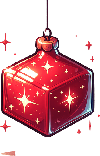Perfectly square red Christmas decoration. Cartoon. Cute art style