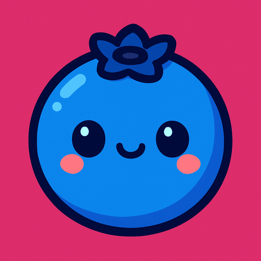 Blueberry with cute face.
In-Game asset.  2d.  High contrast.  No shadows