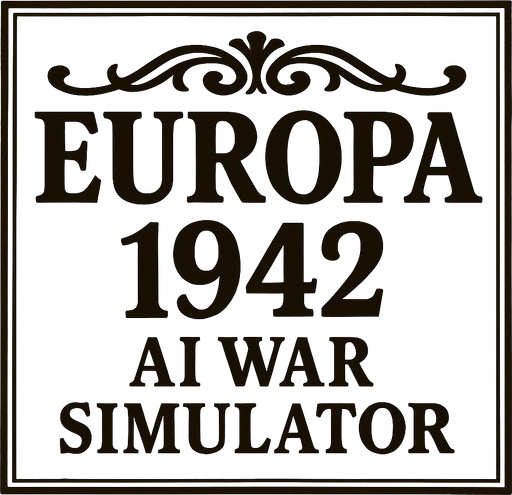 una imagen con un titulo (EUROPA 1942:AI WAR SIMULATOR) CON EL ESTILO DE VICTORIA 2.
In-Game asset.  2d.  High contrast.  No shadows