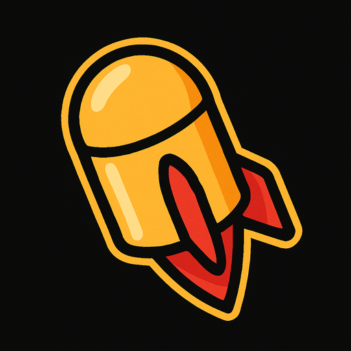 yuvarlak mermi roket şeklinde.
In-Game asset.  2d.  High contrast.  No shadows