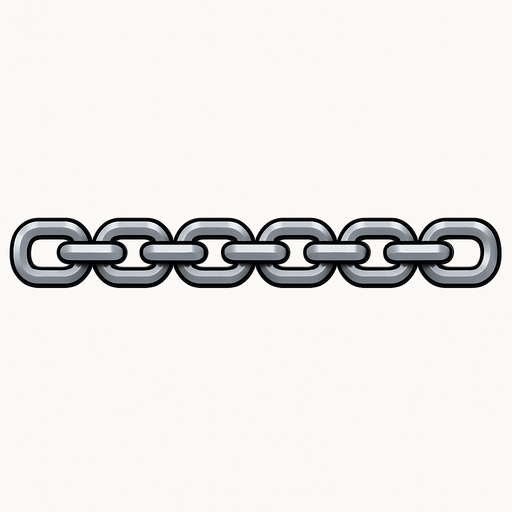 A 20 nodes straight metalic lock chain. High definition.
In-Game asset.  2d.  High contrast.  No shadows