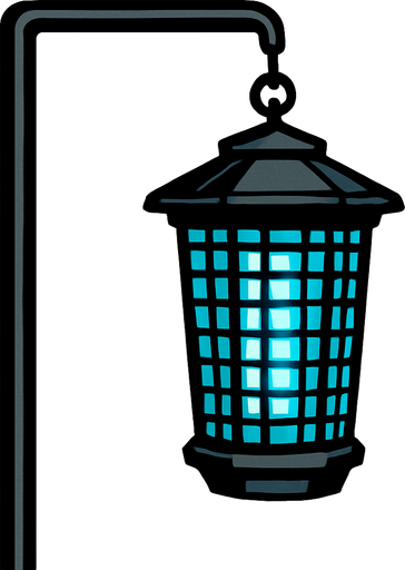 Bug zapper on a pole.
In-Game asset.  2d.  High contrast.  No shadows