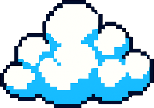 pixelart, cloud.
In-Game asset.  2d.  High contrast.  No shadows