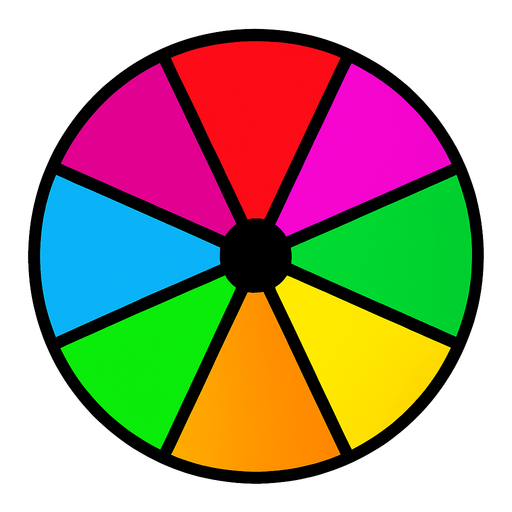 Una ruleta, dividida en 8 partes, cada parte separada por una linea negra y cada parte rellena con un color brillante atractivo, sin fondo, sin flecha apuntando al resultado.
In-Game asset.  2d.  High contrast.  No shadows
