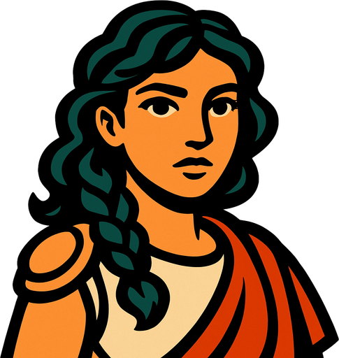 The woman's face is turned towards us.
In-Game asset.  2d.  High contrast.  No shadows