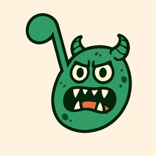 MÜZİK NOTASI ŞEKLİNDE BİR UZAYLI CANAVAR ÇİZ  BU KARAKTER ETRAFTA DÖNEBLİYOR ONE GÖRE, AYAKSIZ. SİYAH KULLANMA. GÜLMESİN
In-Game asset.  2d.  High contrast.  No shadows