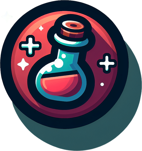 Health potion button..
Single Game Texture. In-Game asset. 2d. Blank background. High contrast. No shadows.