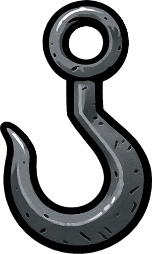 steel hook.
In-Game asset.  2d.  High contrast.  No shadows