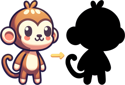 create a monkey.
Single Game Texture.  In-Game asset.  2d.  Blank background.  High contrast.  No shadows