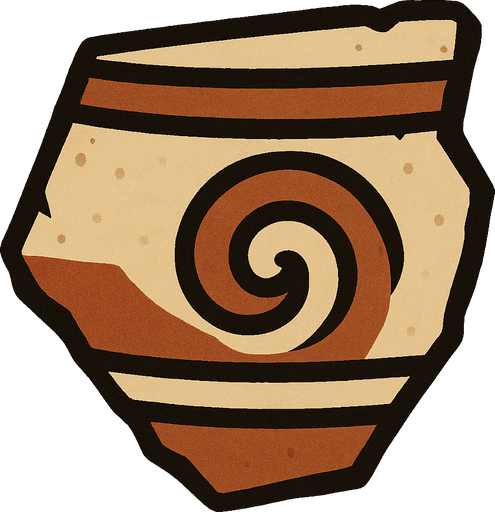 Pottery sherd.
In-Game asset.  2d.  High contrast.  No shadows
