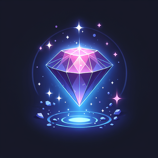 Magic diamond.
Single Game Texture. In-Game asset. 2d. Blank background. High contrast. No shadows.