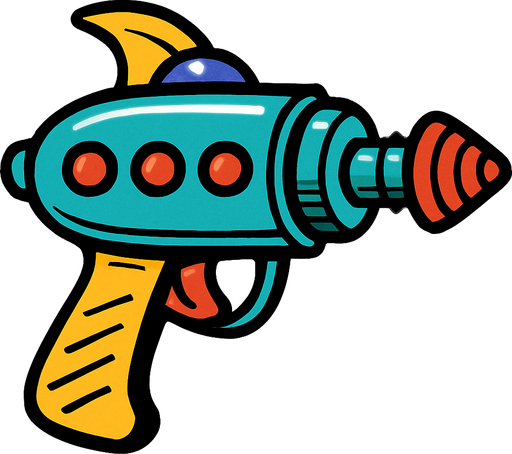Comic style alien laser gun weapon
In-Game asset.  2d.  High contrast.  No shadows
