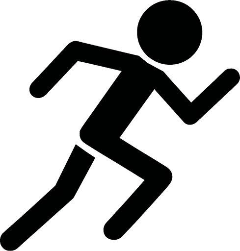 Un stickman con una posición de corredor.
In-Game asset.  2d.  High contrast.  No shadows