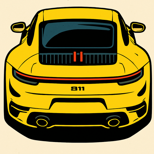 Yeni porche 911 arkasi ama yukaridan
In-Game asset.  2d.  High contrast.  No shadows