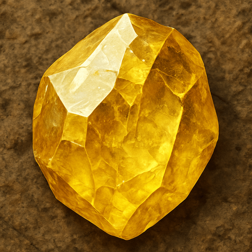 a yellow gem found from the caves of colorado make it realistic.
In-Game asset.  2d.  High contrast.  No shadows