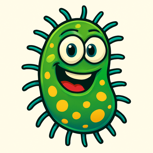 Bakteri 3d pixar.
In-Game asset.  2d.  High contrast.  No shadows