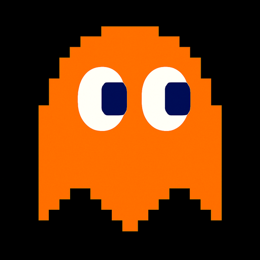 Pacman orange ghost.
In-Game asset.  2d.  High contrast.  No shadows