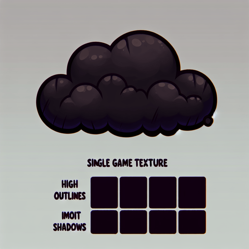 Облако, мультяшное, без обводки, темное.
Single Game Texture.  In-Game asset.  2d.  Blank background.  High contrast.  No shadows