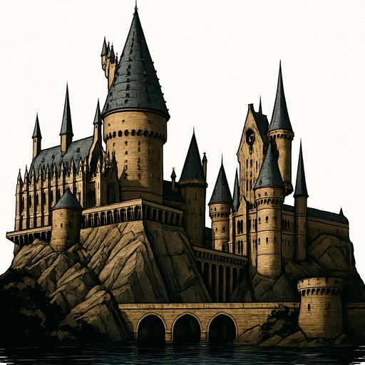 Howgarts, algo realista.
In-Game asset.  2d.  High contrast.  No shadows