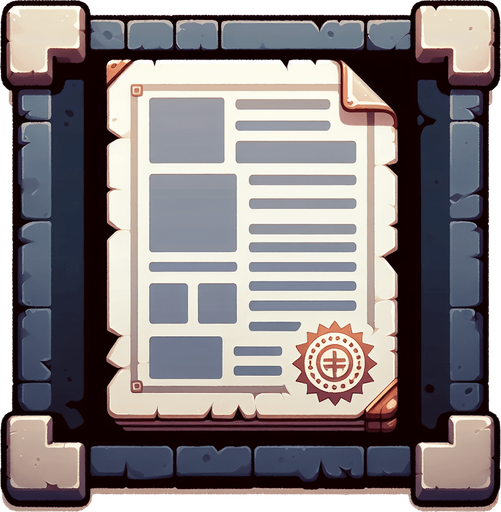document with out stamp simple.
Single Game Texture. In-Game asset. 2d. Blank background. High contrast. No shadows.