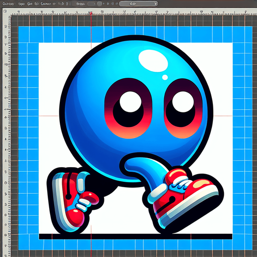 A tiny arcade-style jumper character with a playful look. Minimalist design, round body, short legs, and big eyes. Bright blue color, wearing red sneakers. Designed for fast jumping and dashing, perfect for dodging obstacles. Appears lively and determined. Transparent background..
Single Game Texture.  In-Game asset.  2d.  Blank background.  High contrast.  No shadows