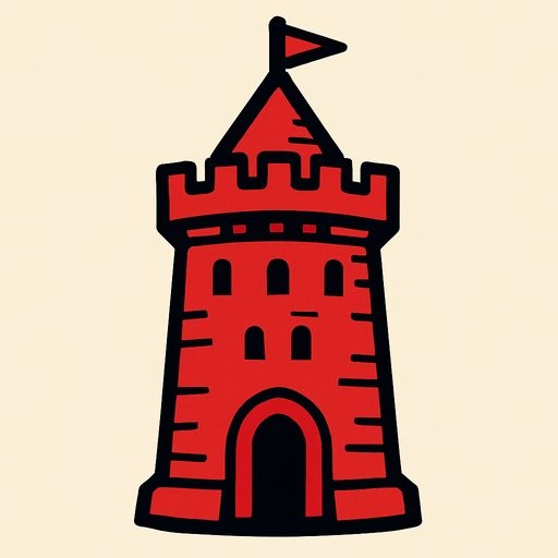 Red tower.
In-Game asset.  2d.  High contrast.  No shadows