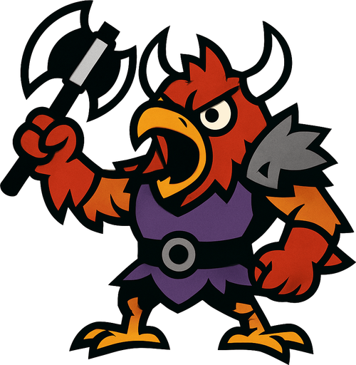 2d bird berserker.
In-Game asset.  2d.  High contrast.  No shadows