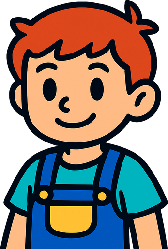 A boy.
In-Game asset.  2d.  High contrast.  No shadows