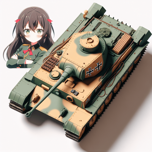 vertical 2d anime image style. german nazi ww2 battle tank. top down image.
Single Game Texture.  In-Game asset.  2d.  Blank background.  High contrast.  No shadows