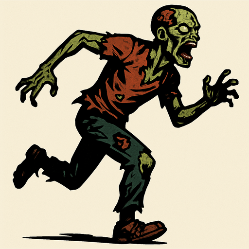 runner zombie.
In-Game asset.  2d.  High contrast.  No shadows