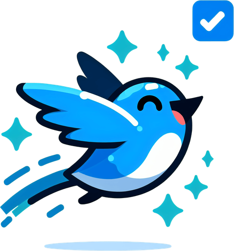 A happy little bluebird flying..
Single Game Texture. In-Game asset. 2d. Blank background. High contrast. No shadows.