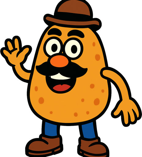 Mr patates human.
In-Game asset.  2d.  High contrast.  No shadows