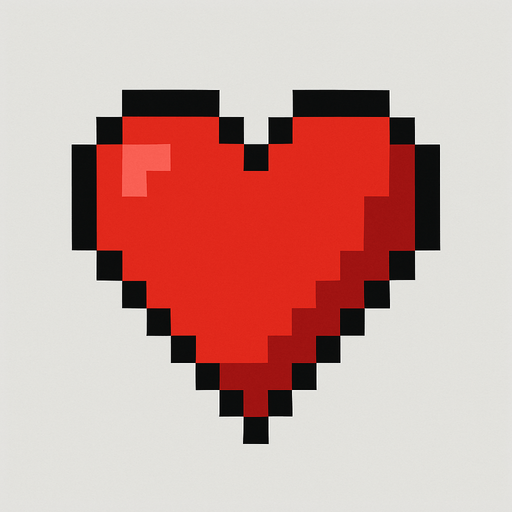 4x4 pixel art heart.
In-Game asset.  2d.  High contrast.  No shadows. retro arcade. Pixel art. 8 bit