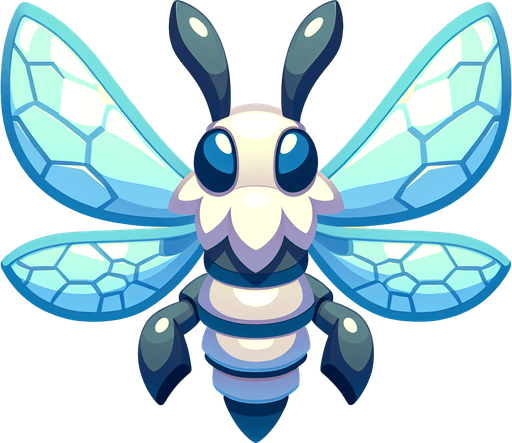 Giant insect, facing down, open wings, cartoony.
Single Game Texture. In-Game asset. 2d. Blank background. High contrast. No shadows.