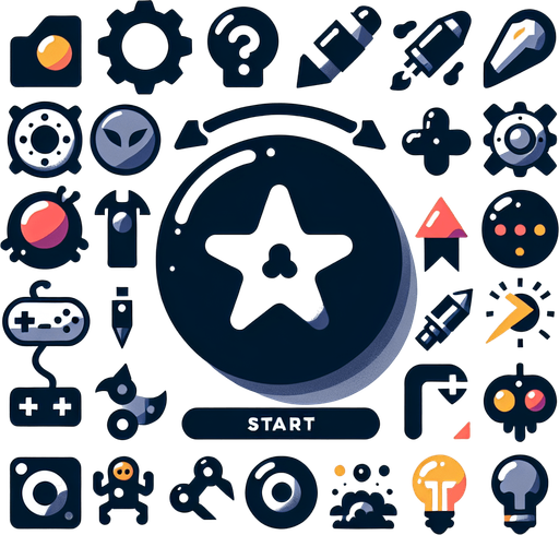 make a start button logo.
Single Game Texture. In-Game asset. 2d. Blank background. High contrast. No shadows.