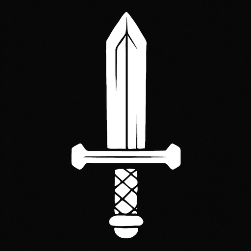 Una espada pequeña de color todo blanco.
In-Game asset.  2d.  High contrast.  No shadows