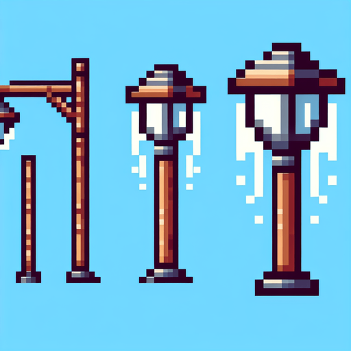 lateral view of a wooden mordern street lamp post...
video game sprite