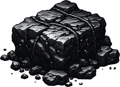 eerie christmas inspired lump of coal with a resident evil style.
Single Game Texture. In-Game asset. 2d. Blank background. High contrast. No shadows.