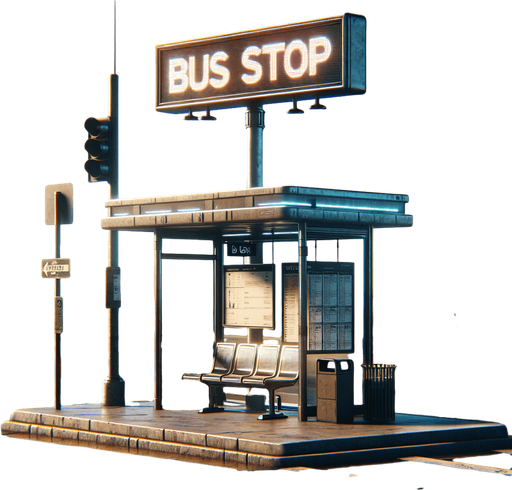 Bus stop.
Single Game Texture.  In-Game asset.  High contrast.  No shadows