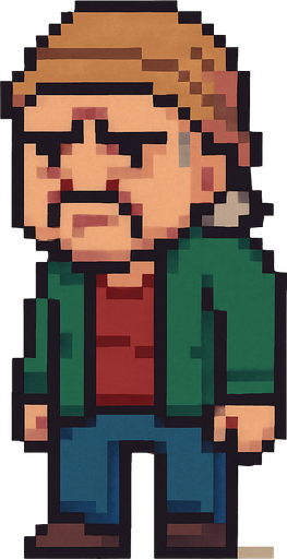 bad regular frown casual old woman full body 2d pixel art.
In-Game asset.  2d.  High contrast.  No shadows