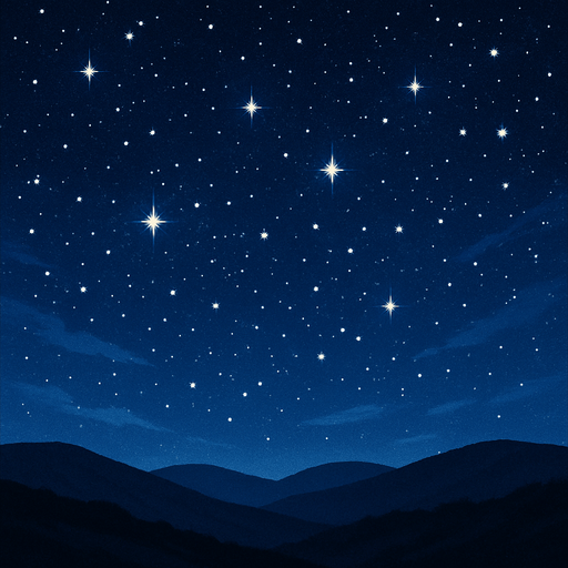 Noche estrellada, algo realista.
In-Game asset.  2d.  High contrast.  No shadows