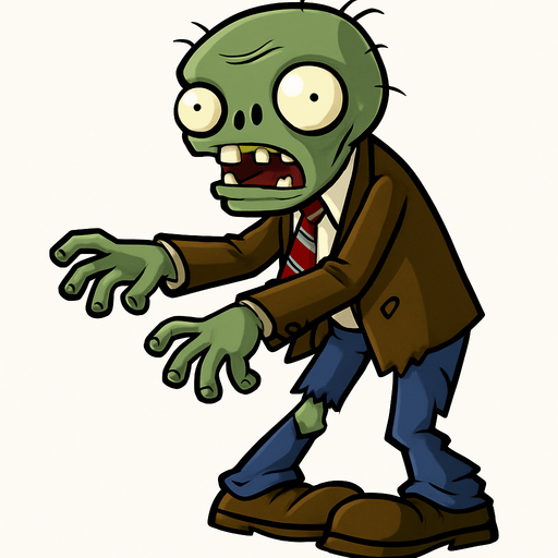 zombie de plants vs zombies.
In-Game asset.  2d.  High contrast.  No shadows