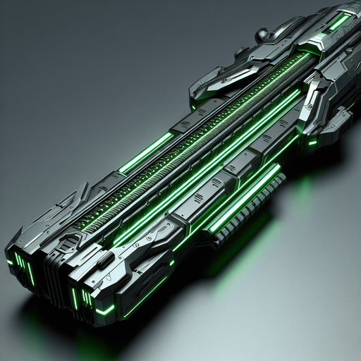 elongated futuristic laser canon gun green.
top view