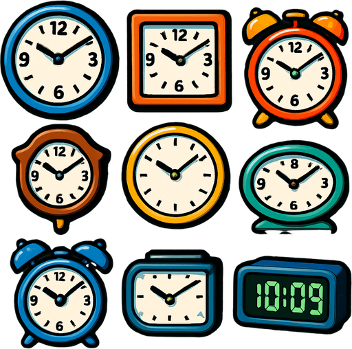 Pack of different clocks.
In-Game asset.  High contrast.  No shadows. 3D