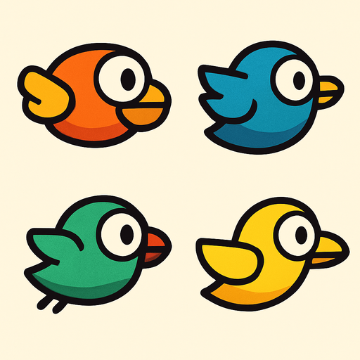 give me some alternatives of real flappy bird.
In-Game asset.  2d.  High contrast.  No shadows. Just one image
